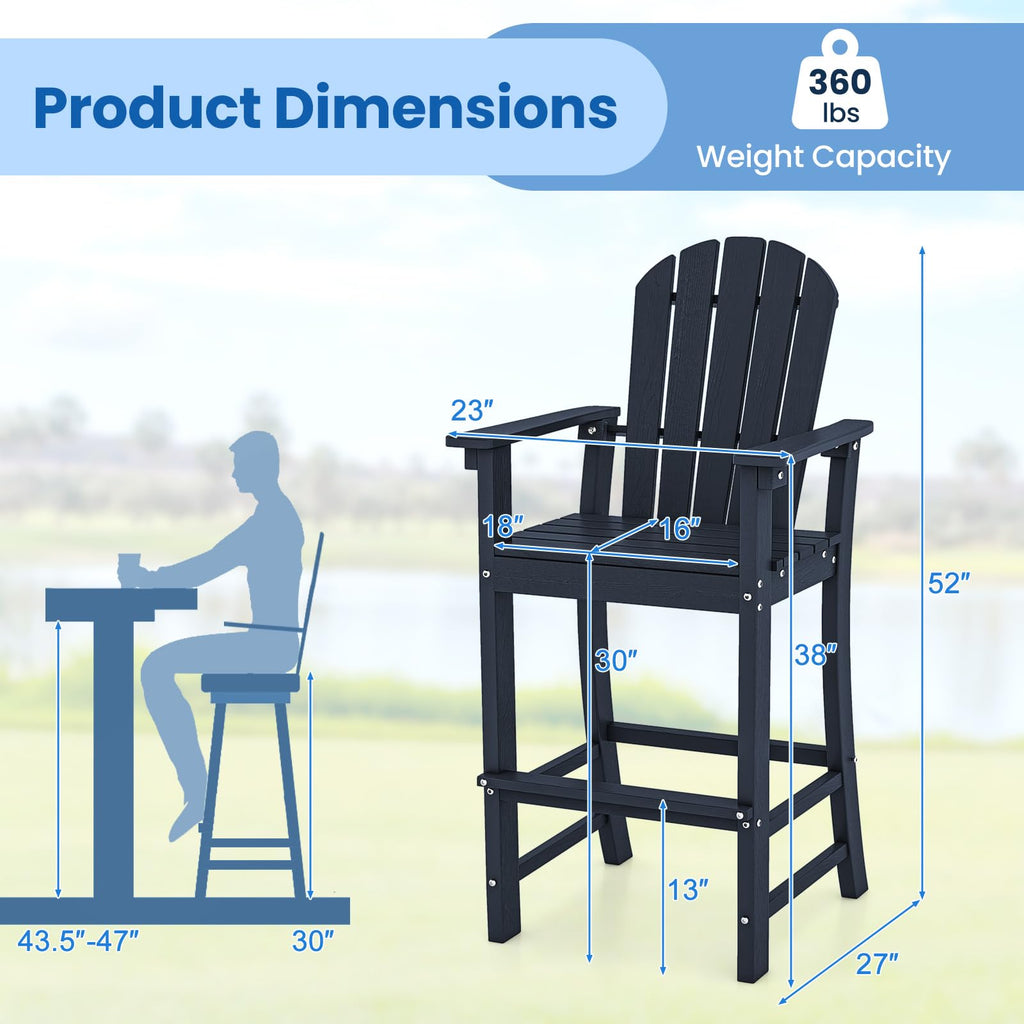 Navy Blue HDPE Resin Adirondack Chair R451