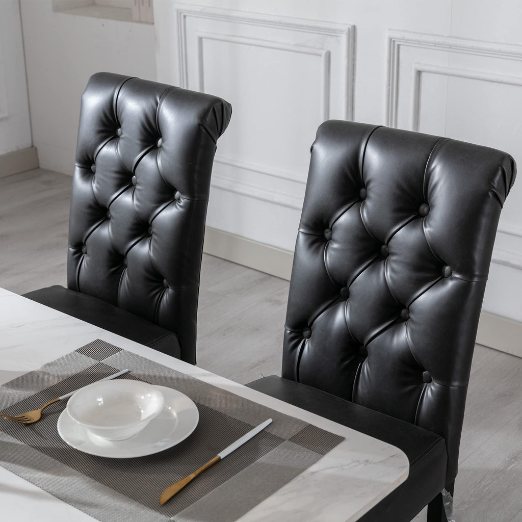 Black Set of 4 PU Leather Tufted Dining Chairs D526859