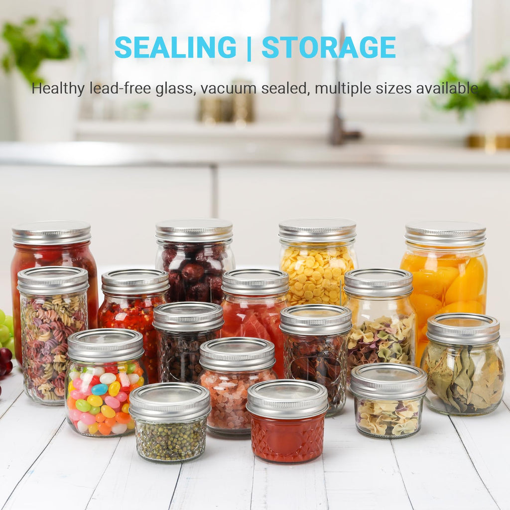20 Pack 12 oz Clear Glass Mason Jars with Lids Q95665