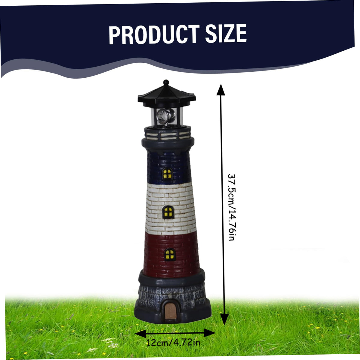 15" Tall Waterproof Resin Lighthouse Lamp with Rotating LED Y15175