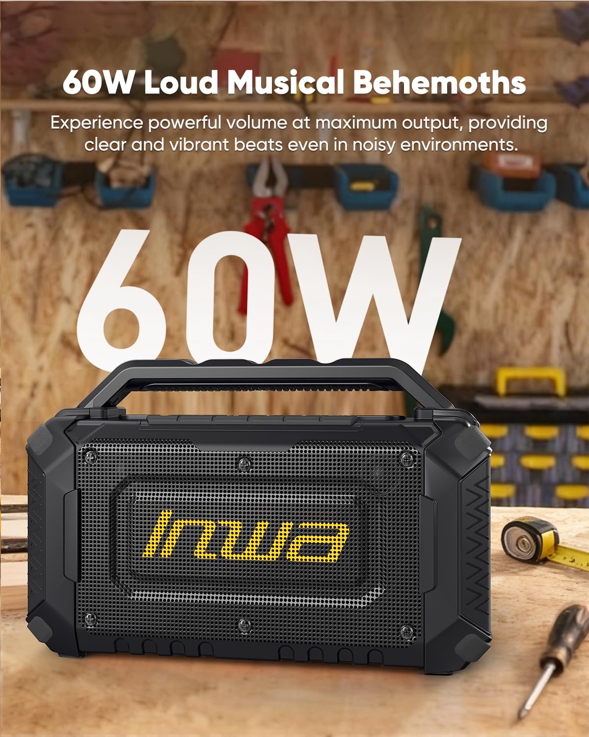 60W Portable Bluetooth Jobsite Speaker with RGB Lights P370880