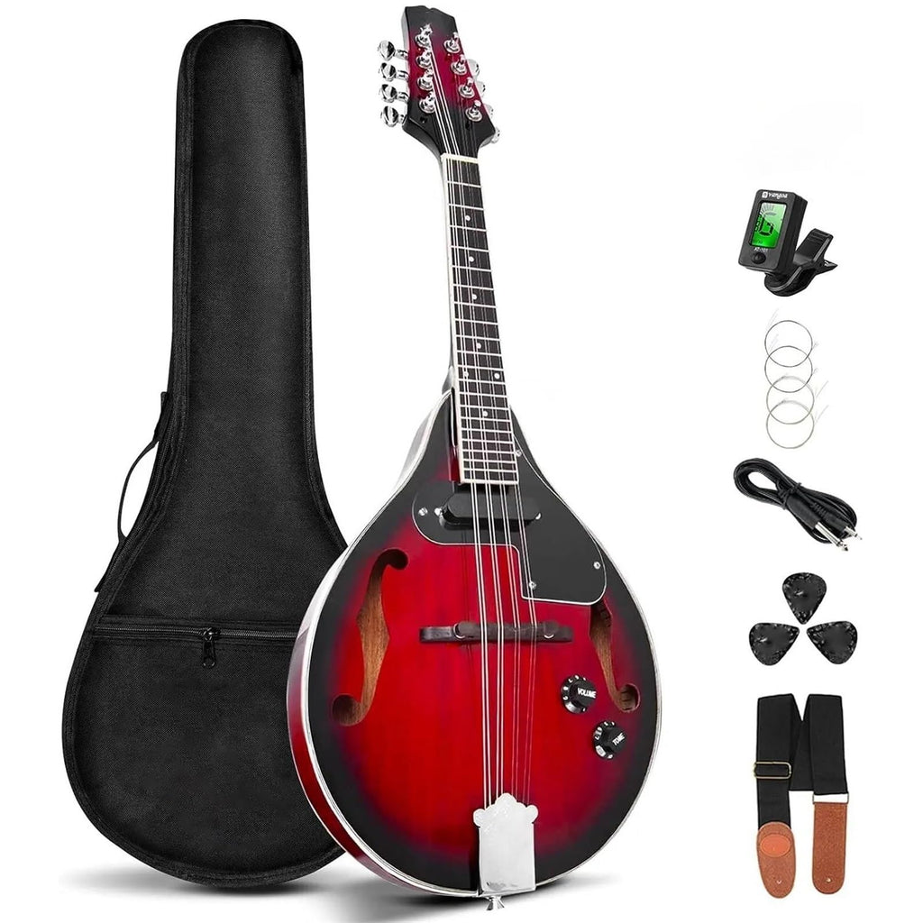 Vintage Red Sunburst Mahogany Wood Acoustic Electric Mandolin G312