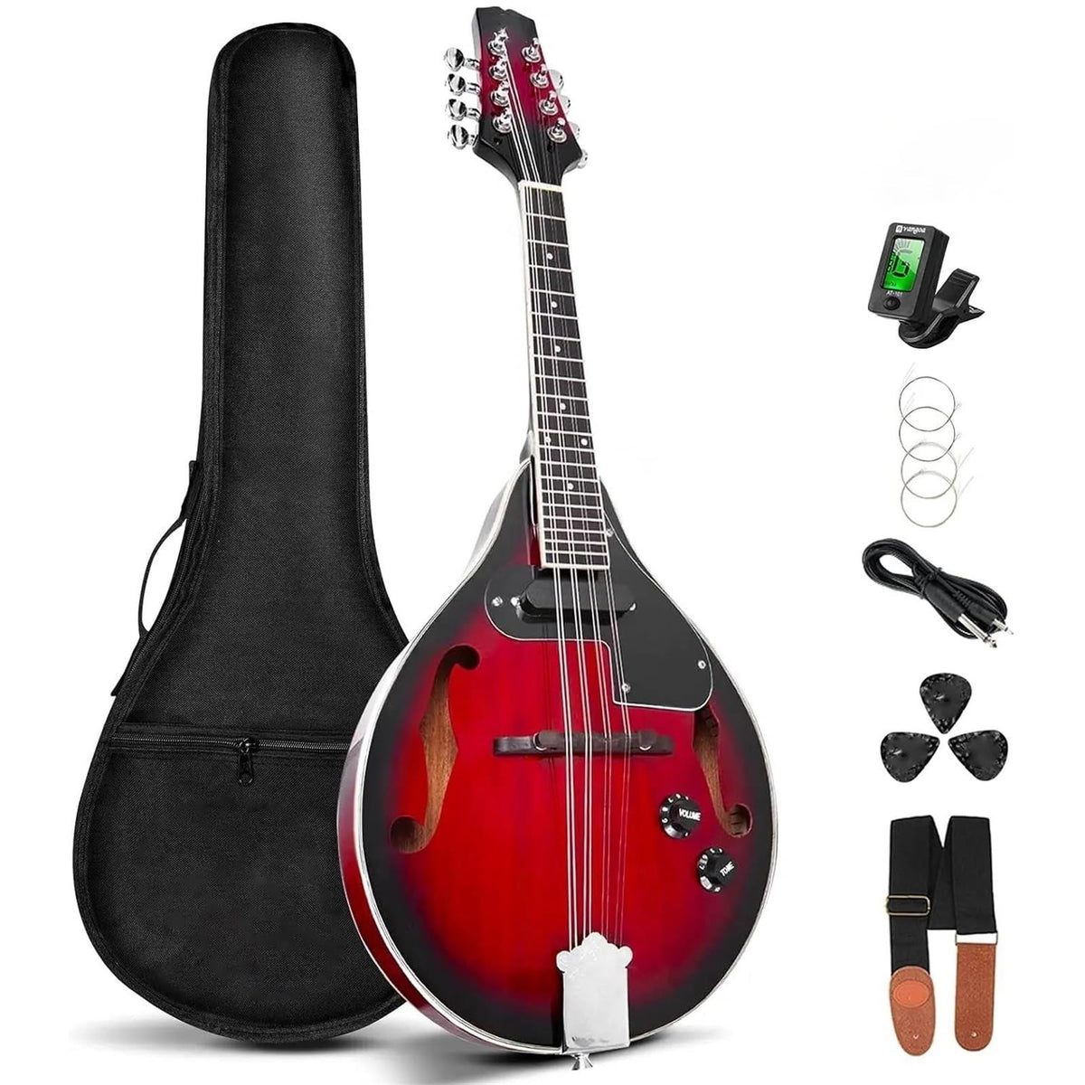 Vintage Red Sunburst Mahogany Wood Acoustic Electric Mandolin G312