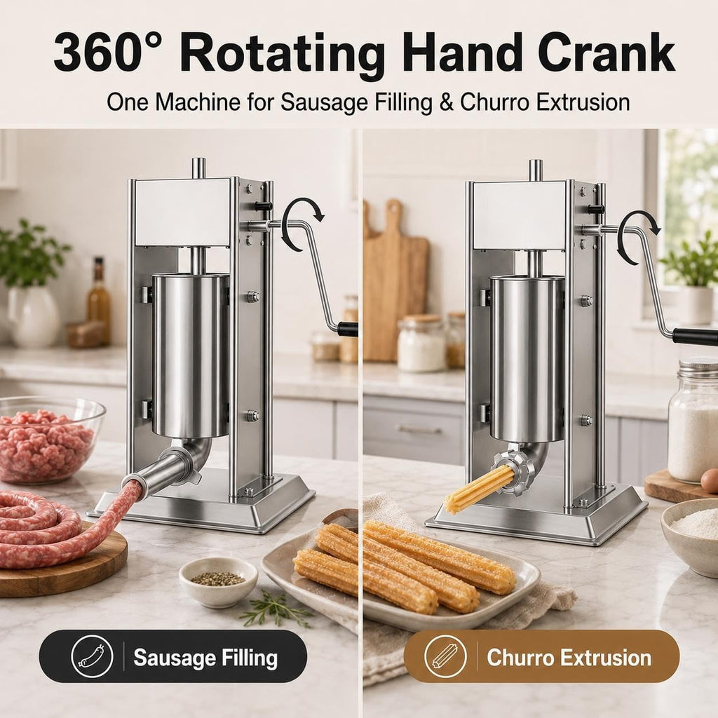 Vertical Sausage Stuffer and Churro Machine Combo, 304 Steel, 3L/5L/7L C3124