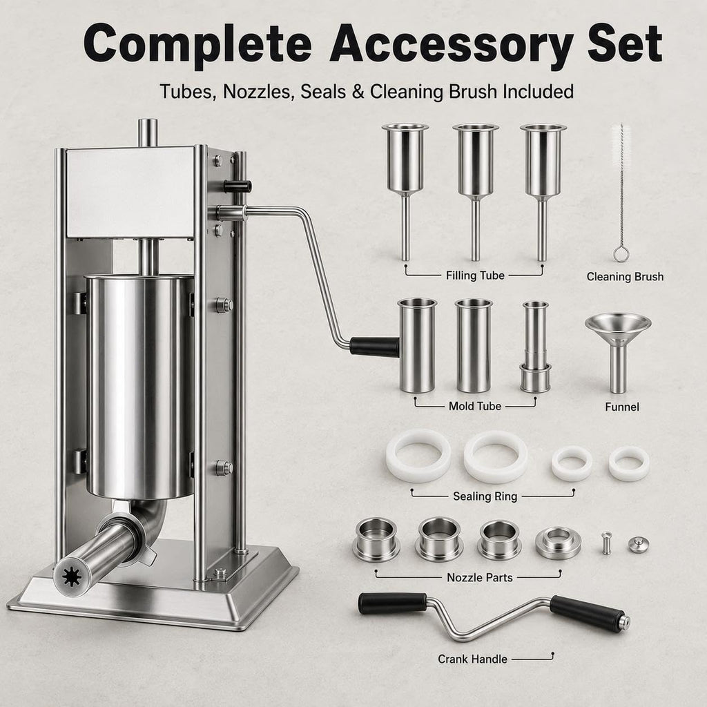 Vertical Sausage Stuffer and Churro Machine Combo, 304 Steel, 3L/5L/7L C3124