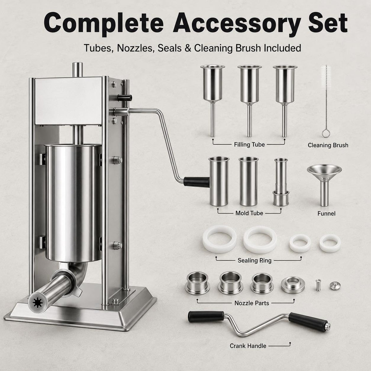 Vertical Sausage Stuffer and Churro Machine Combo, 304 Steel, 3L/5L/7L C3124