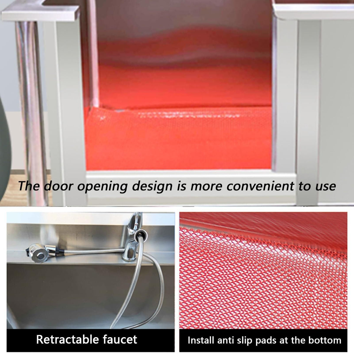 Stainless Steel Dog Grooming Tub with Sliding Door A1287