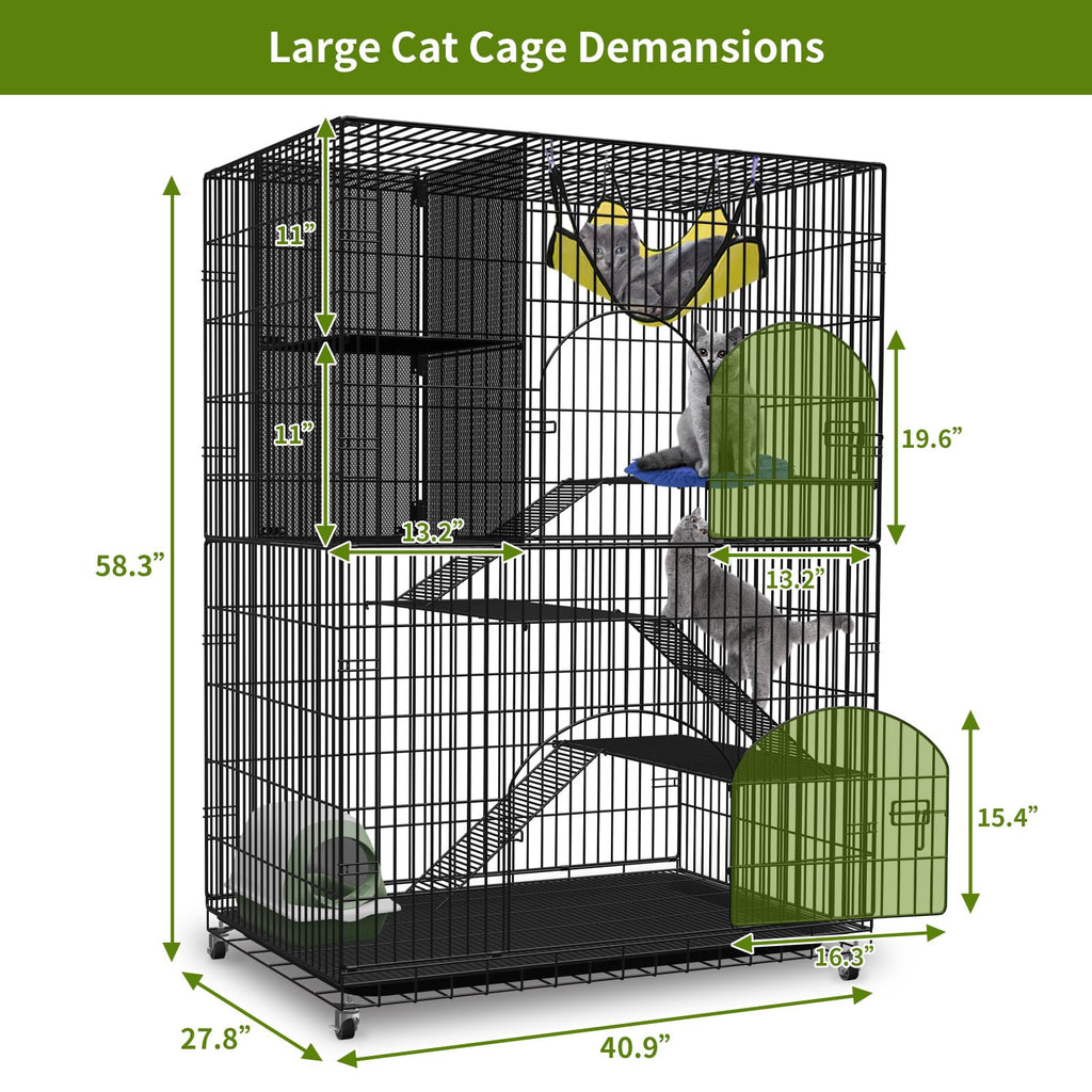 4-Tier Metal Cat Cage with Storage Cube P40684