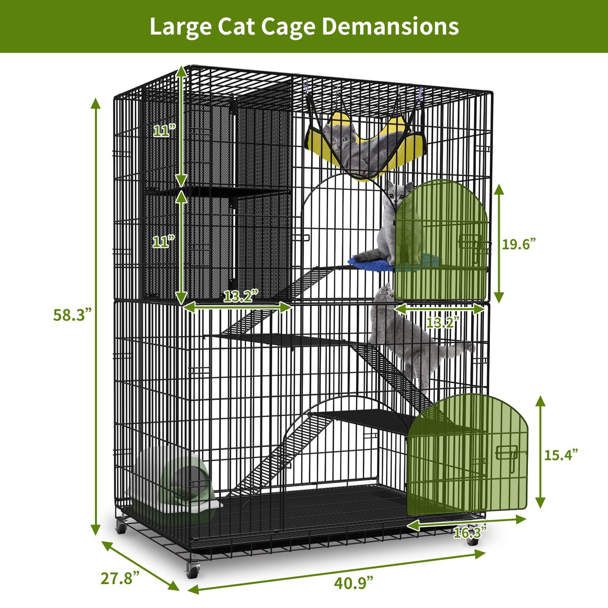 4-Tier Metal Cat Cage with Storage Cube P40684