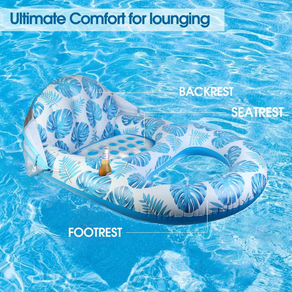 Extra Large Inflatable Pool Lounge Float with Canopy E776164