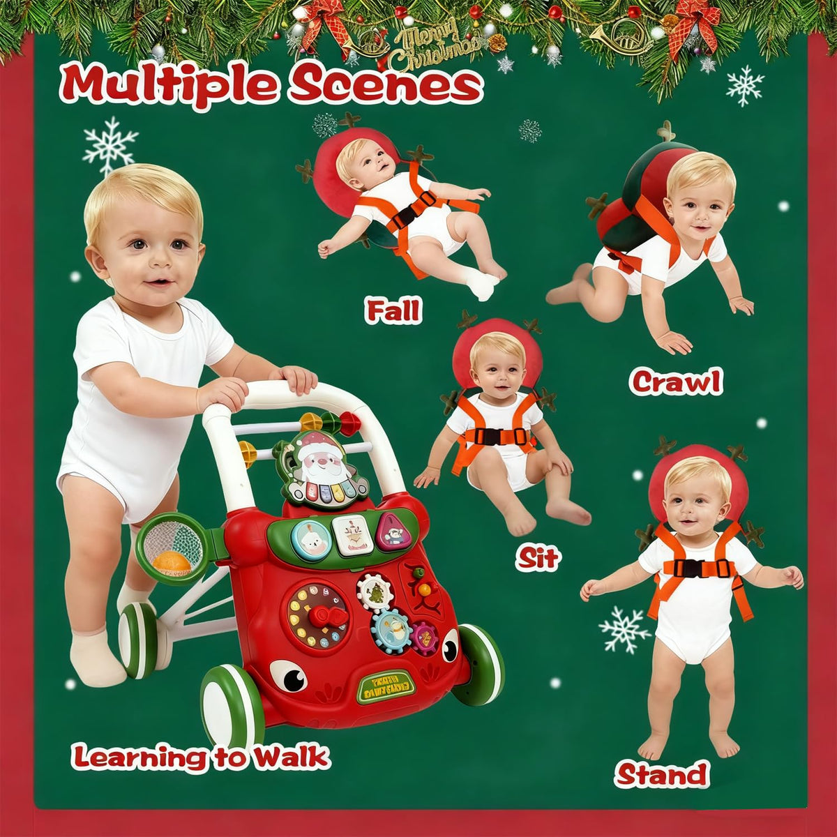 Baby Walker Toys Set with Head Protector Backpack Z349