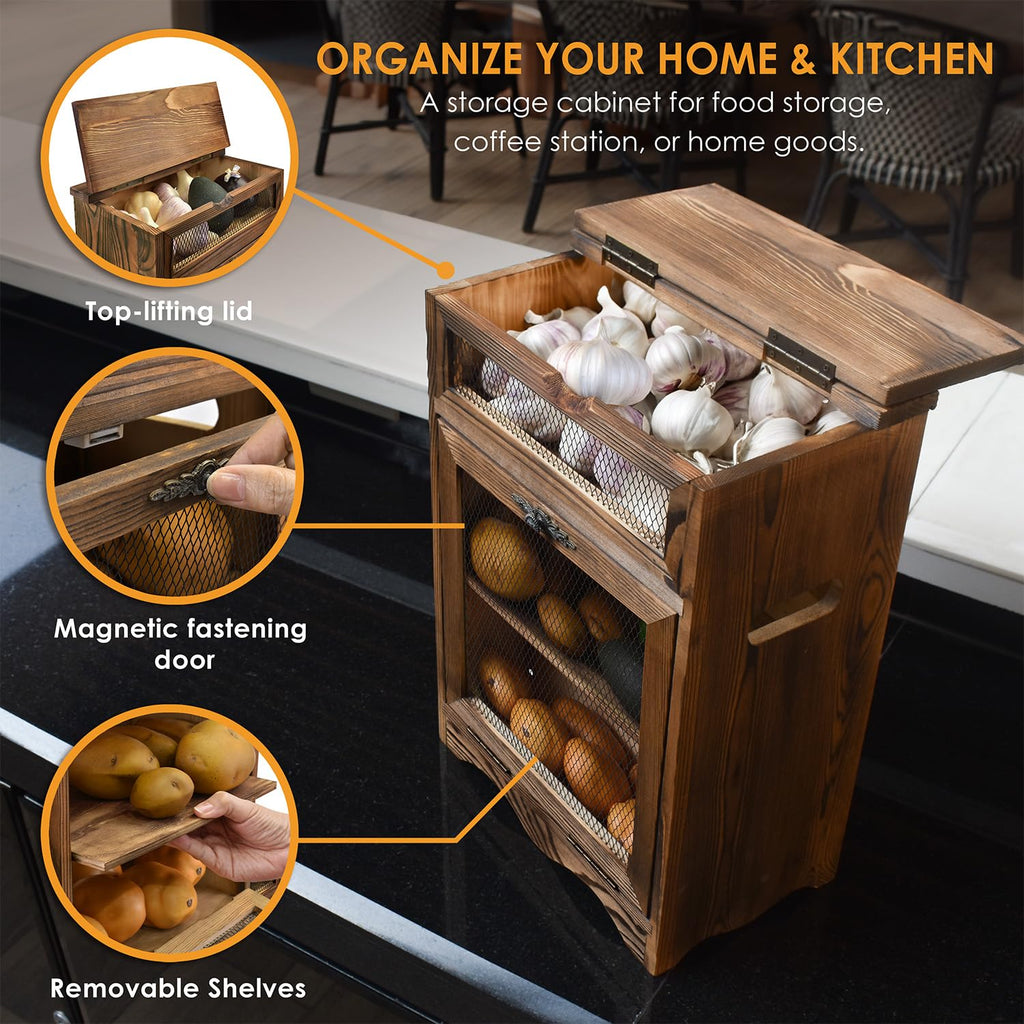Wood Countertop Potato and Onion Storage Cabinet R343