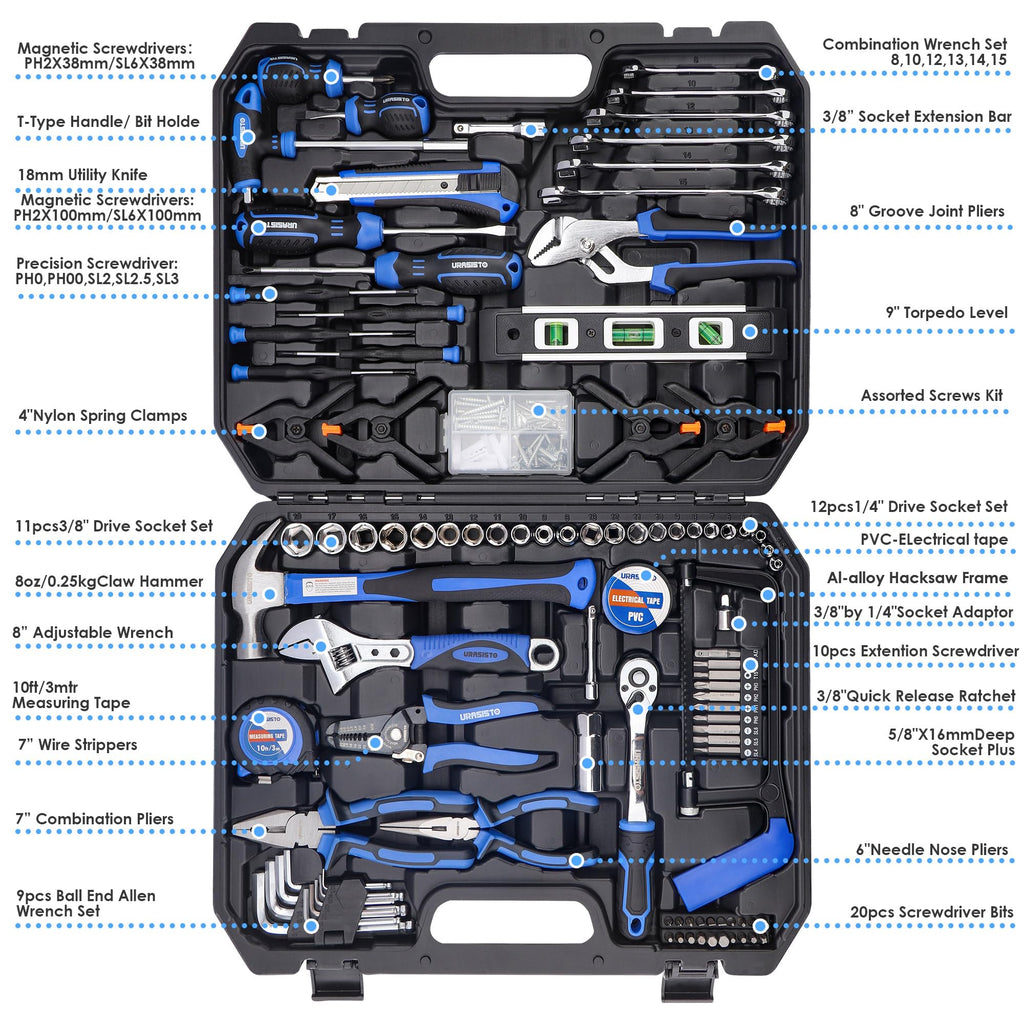168-Piece Socket Wrench Hand Tool Kit with Toolbox C3454