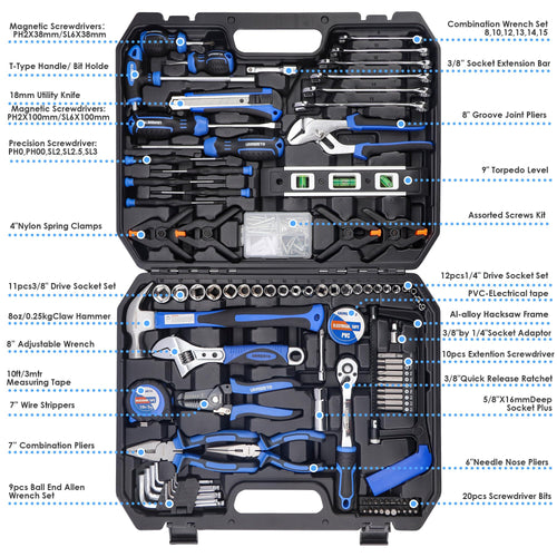 168-Piece Socket Wrench Hand Tool Kit with Toolbox C3454