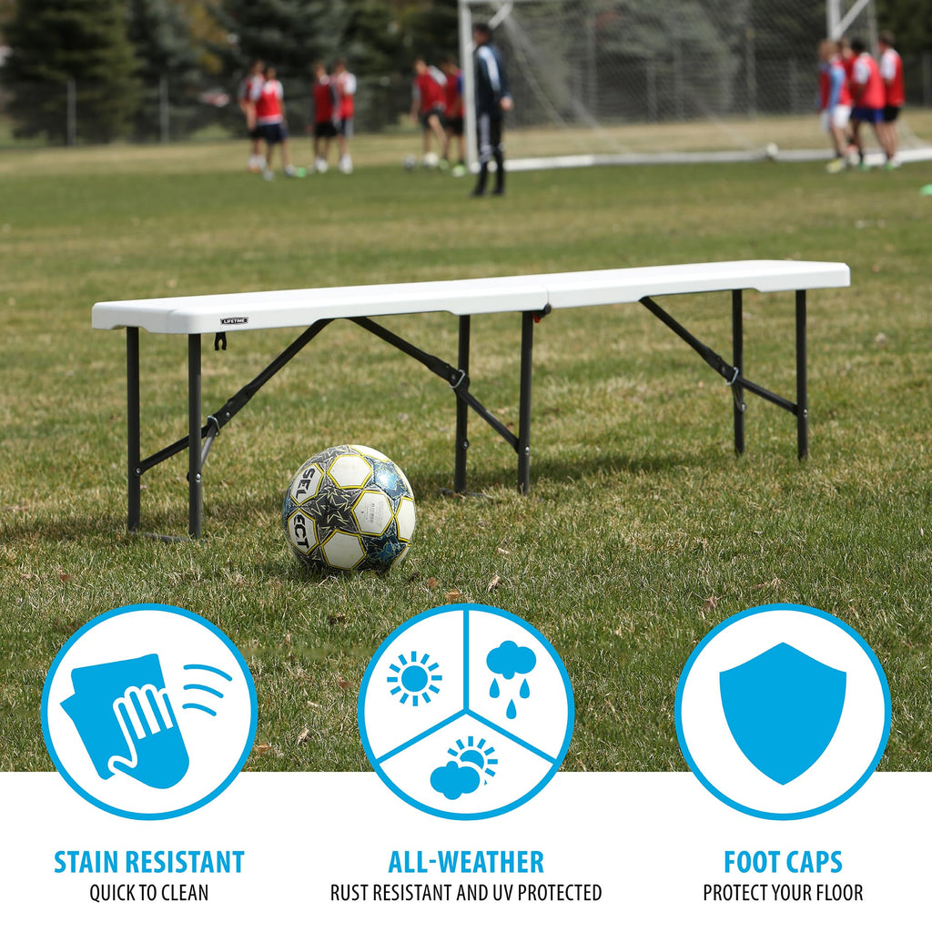 Portable Folding Bench, 6-Foot, UV-Resistant, Powder-Coated Steel U979