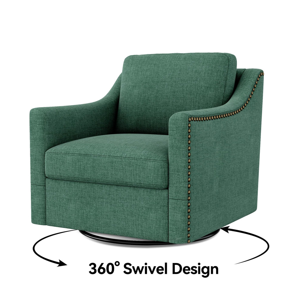 Green Linen Swivel Accent Chair Set of 2 J8023