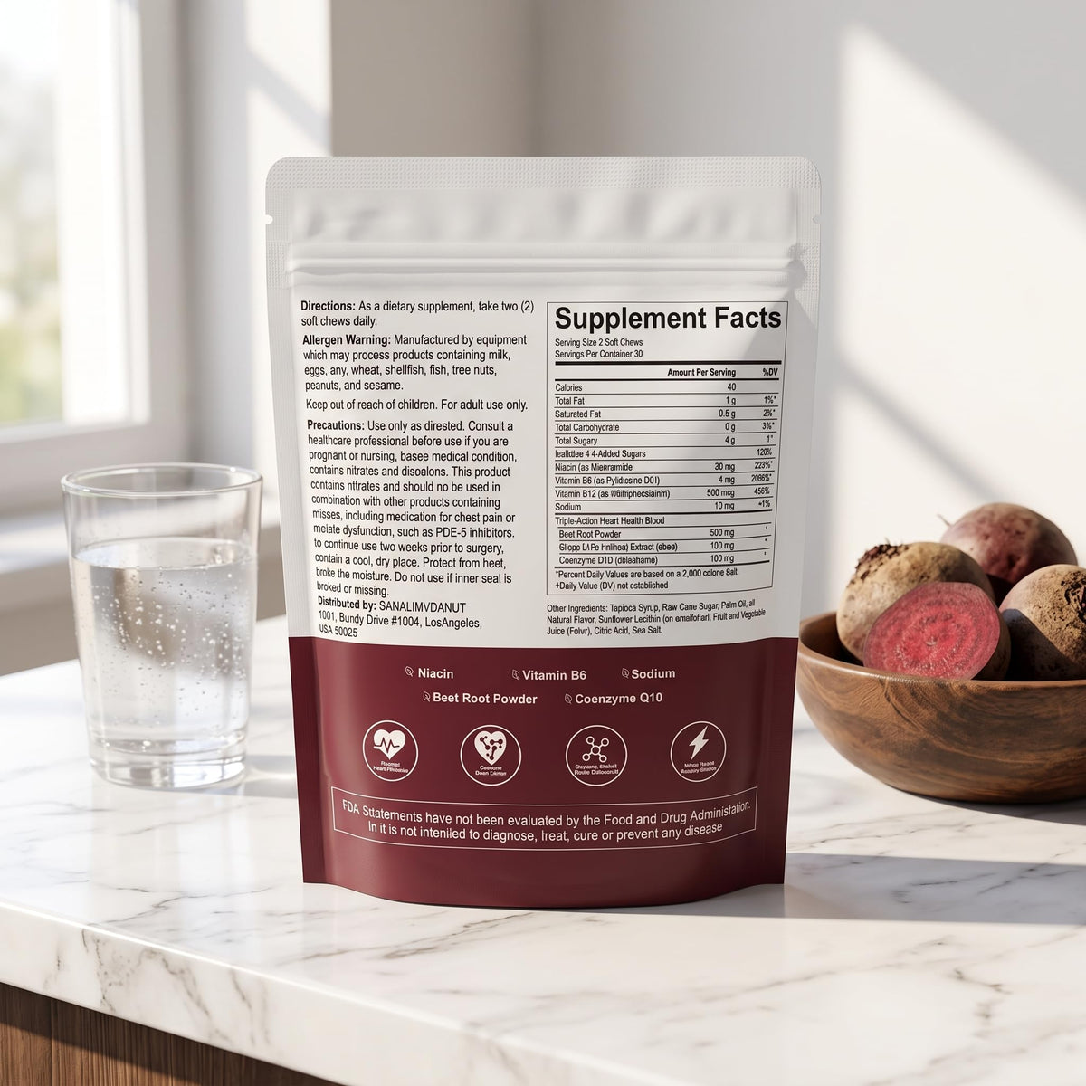 Beets Chews Dietary Supplement, 60 Count B103172