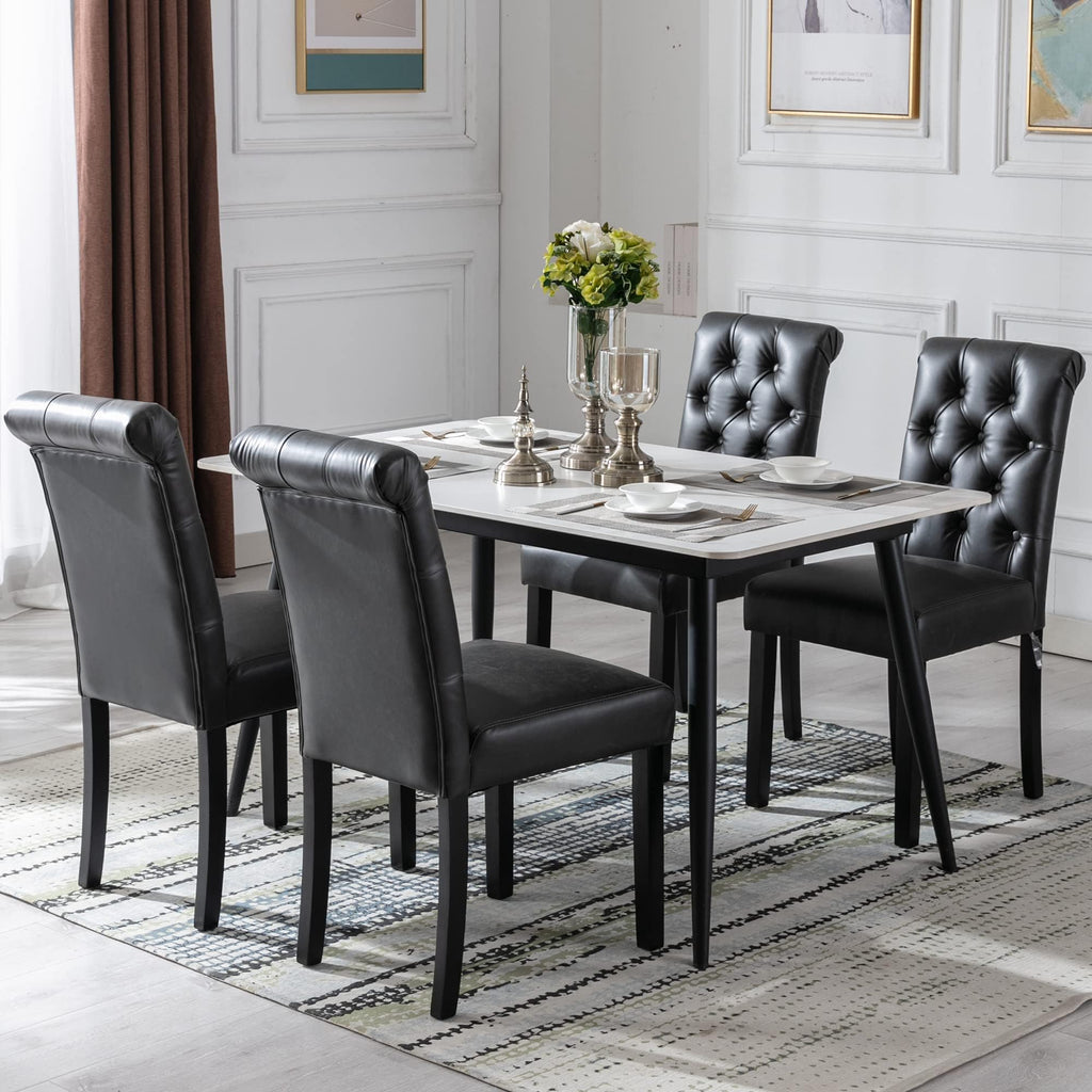 Black Set of 4 PU Leather Tufted Dining Chairs D526859