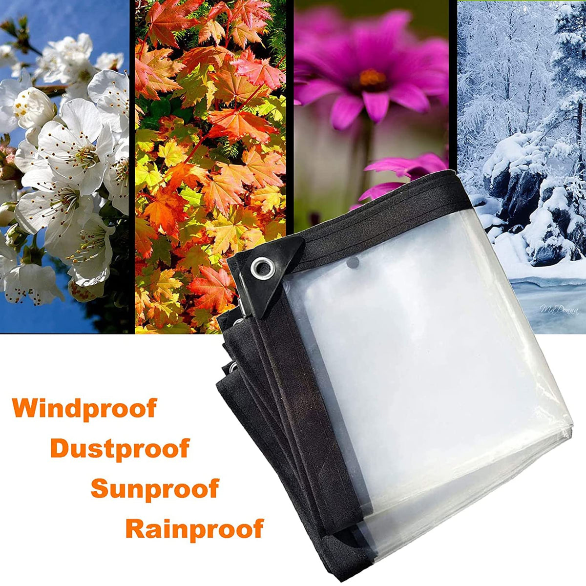 Heavy Duty Waterproof Clear 3x3ft Poly Tarp with Grommets V214067