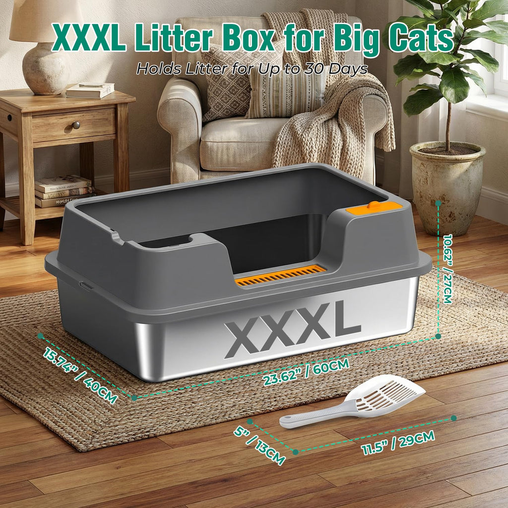 Extra Large Stainless Steel Litter Box with High Sides U74825