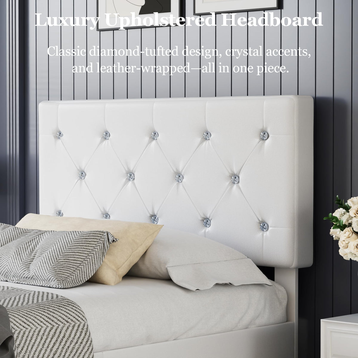Twin Size Upholstered Bed Frame with Storage Drawers M643391