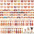100 Pieces Fall Thanksgiving Day Dog Bow Tie Collar Set F4595