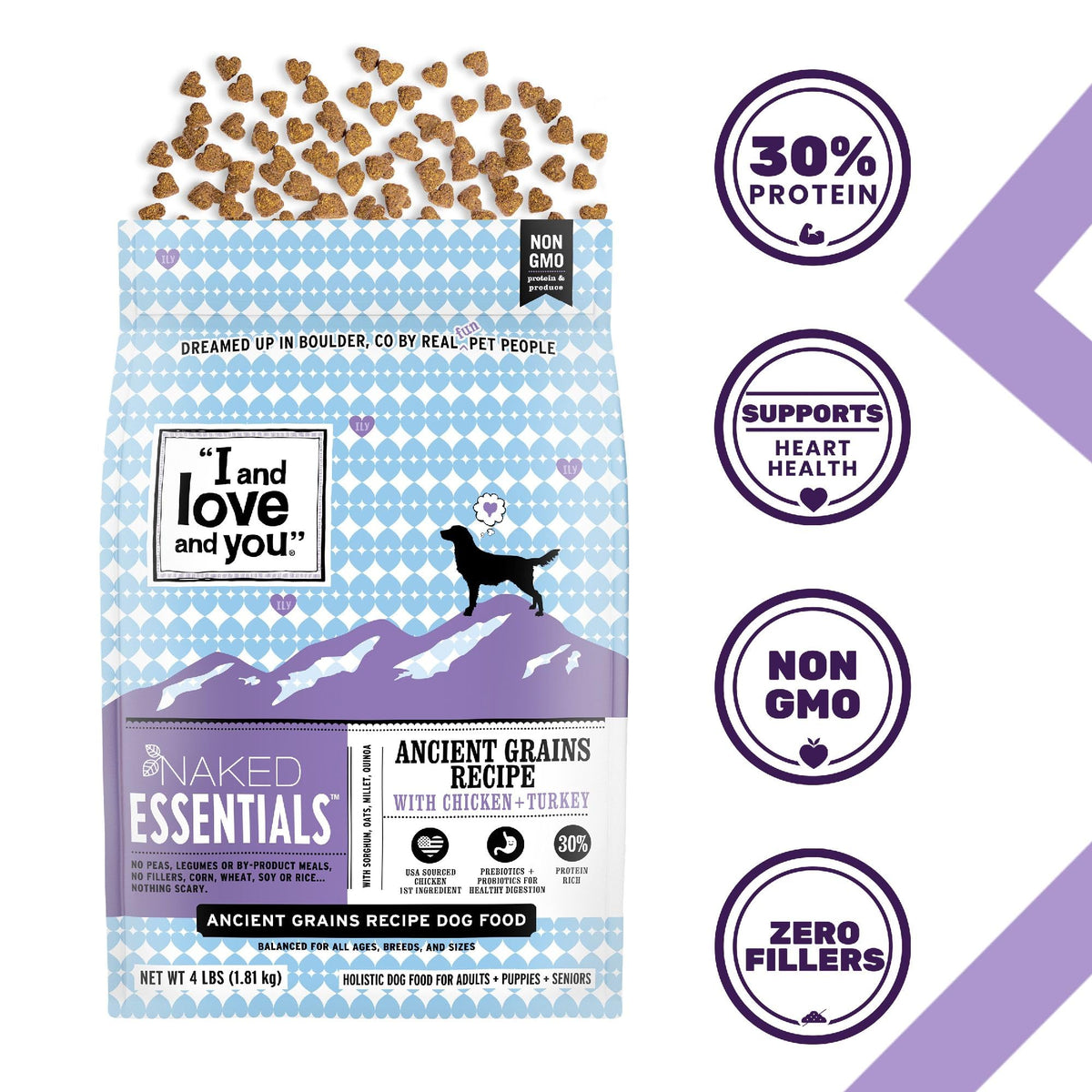 Ancient Grains Dry Dog Food Chicken Turkey 23lb Bag B7082