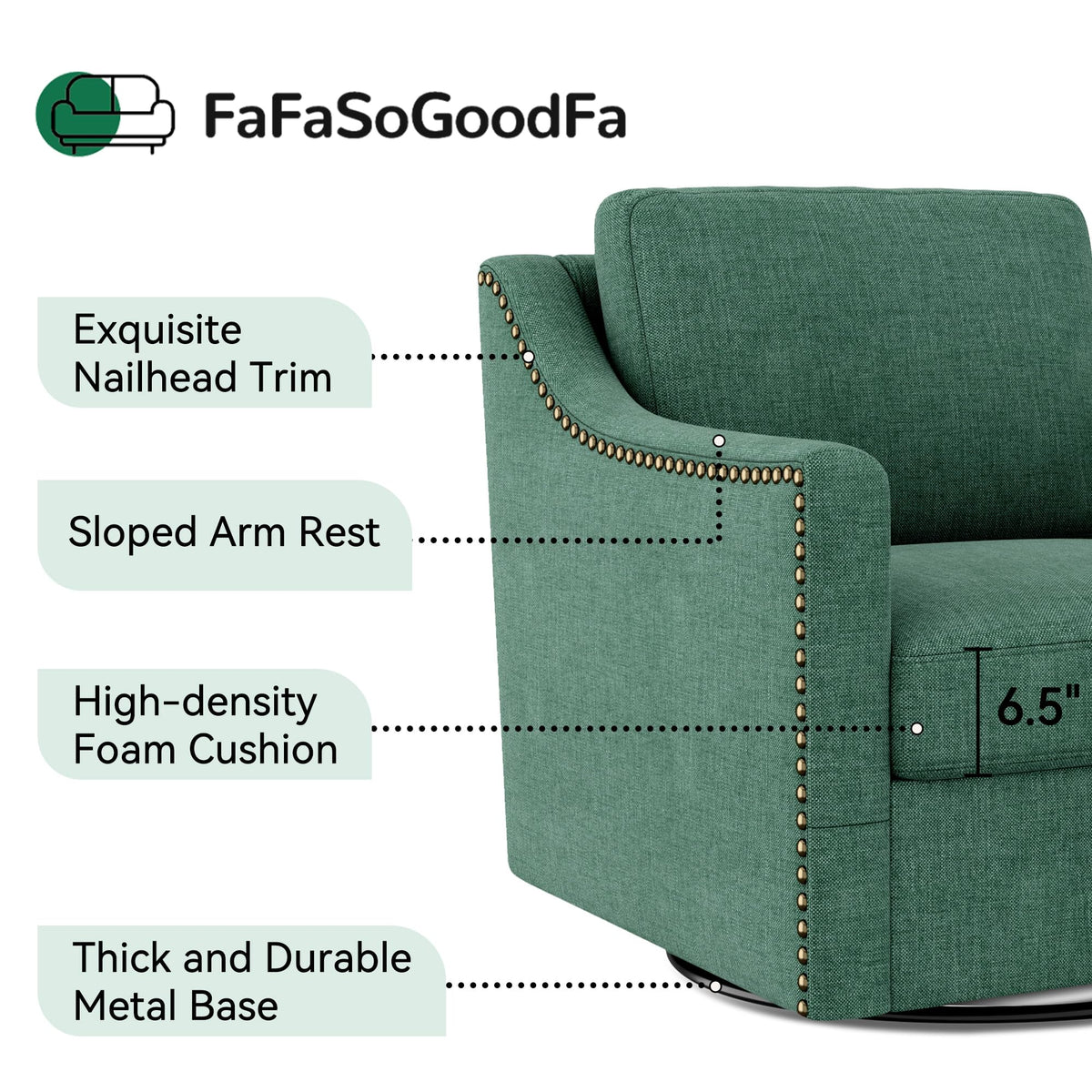 Green Linen Swivel Accent Chair Set of 2 J8023