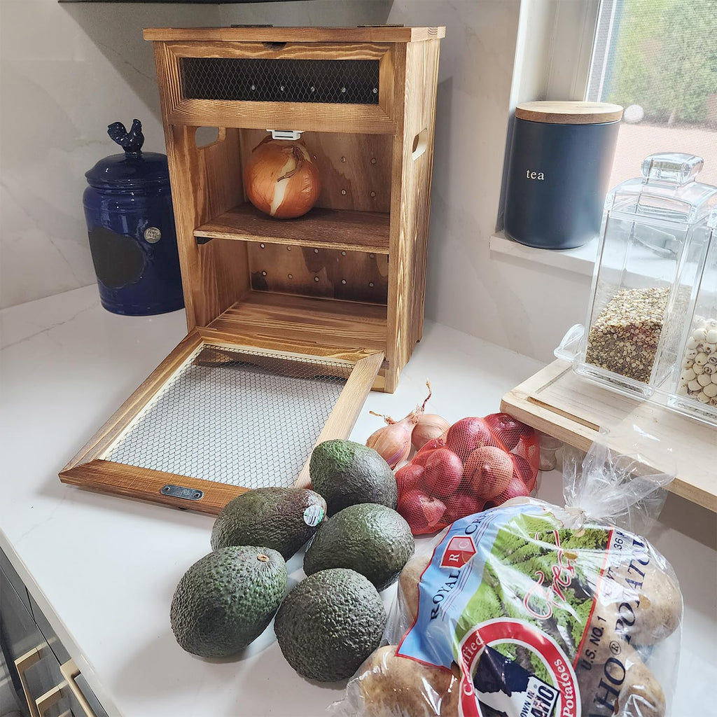 Wood Countertop Potato and Onion Storage Cabinet R343