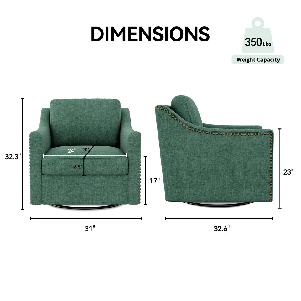 Green Linen Swivel Accent Chair Set of 2 J8023