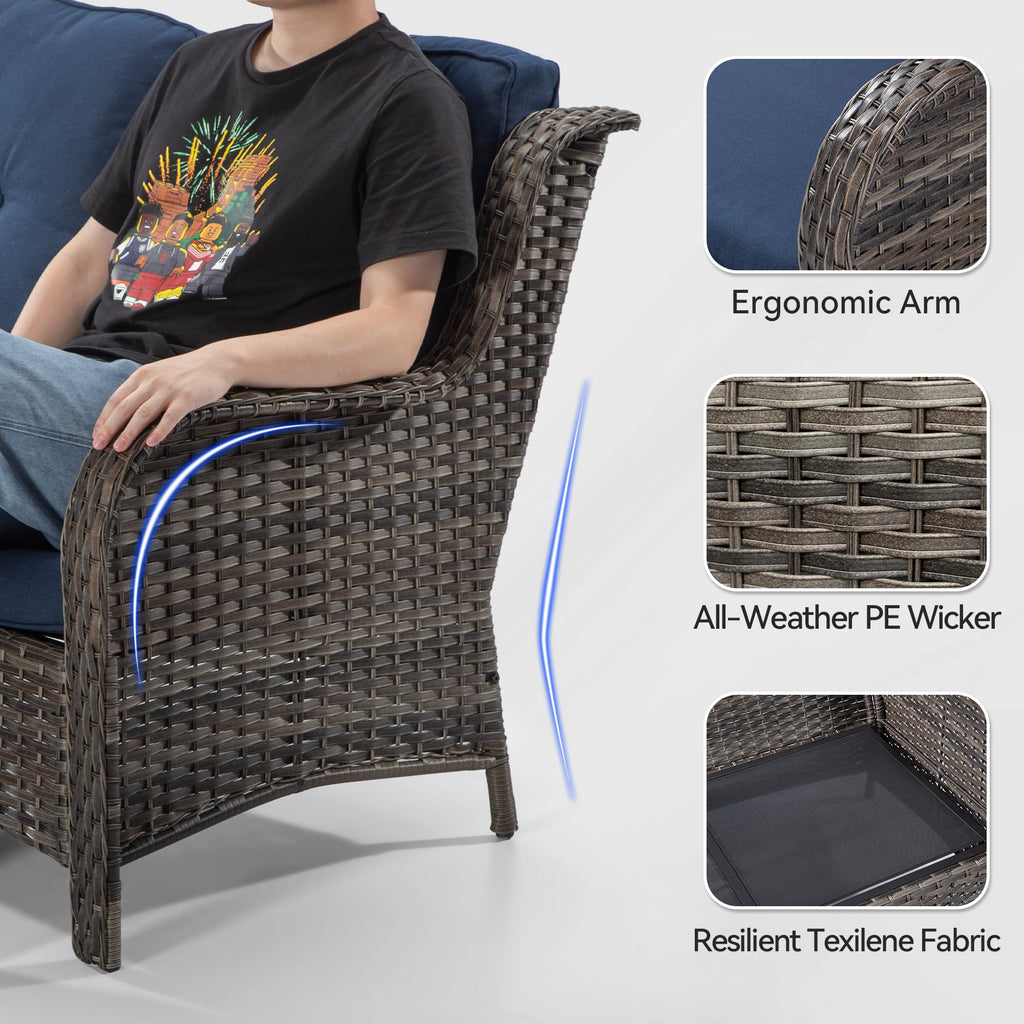 2-Seater Wicker Loveseat Sofa with Olefin Cushions I47735