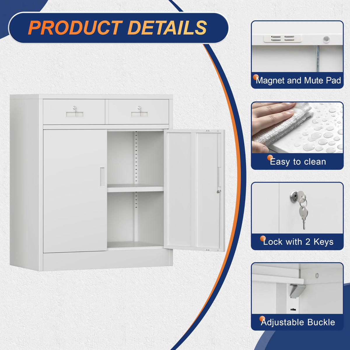 White Metal Storage Cabinet with 2 Drawers N500460