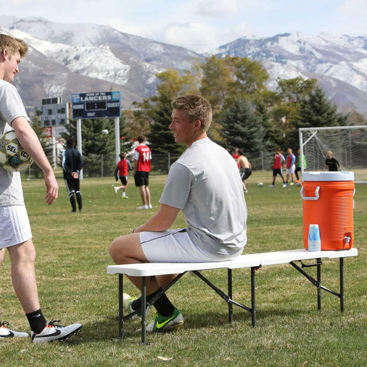 Portable Folding Bench, 6-Foot, UV-Resistant, Powder-Coated Steel U979