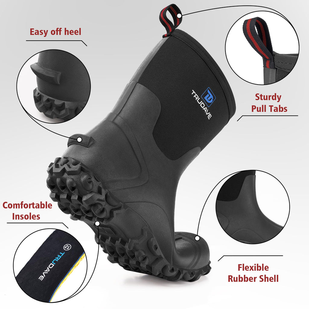 6mm Neoprene Insulated Mid Calf Waterproof Rubber Work Boots L93453