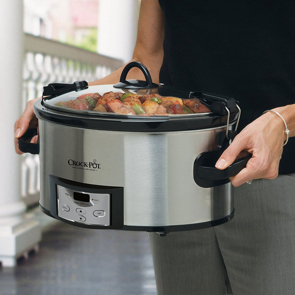 6 Quart Programmable Slow Cooker with Digital Timer Stainless Steel V4375