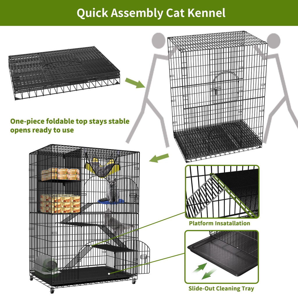 4-Tier Metal Cat Cage with Storage Cube P40684