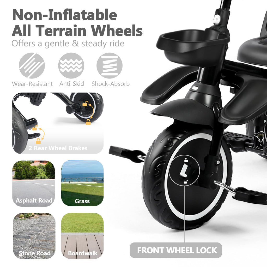 8 in 1 Toddler Tricycle with Push Handle Y44781