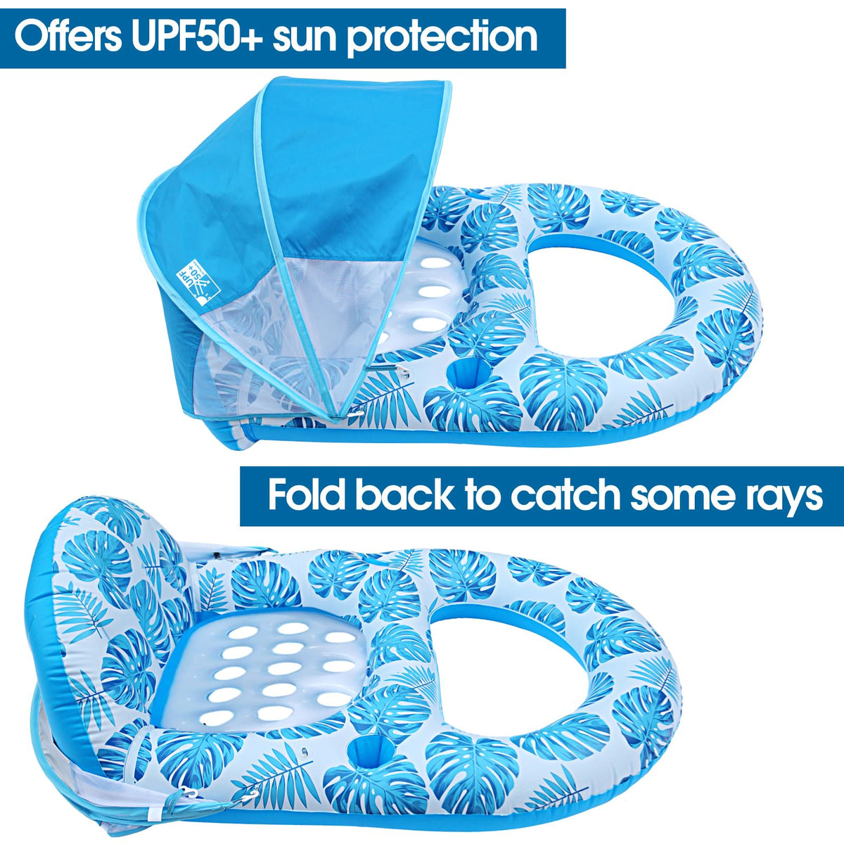 Extra Large Inflatable Pool Lounge Float with Canopy E776164