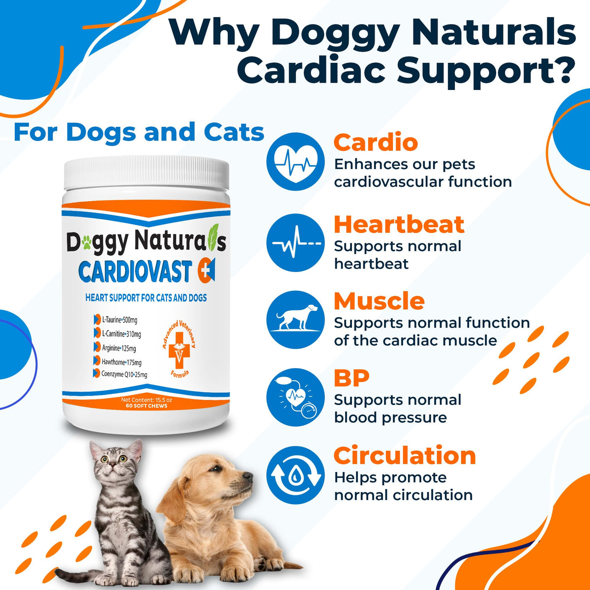 Cardio Support Supplement for Dogs and Cats, 60 Soft Chew U24413