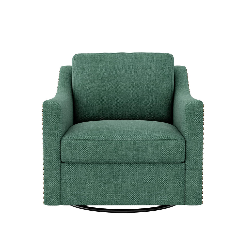 Green Linen Swivel Accent Chair Set of 2 J8023