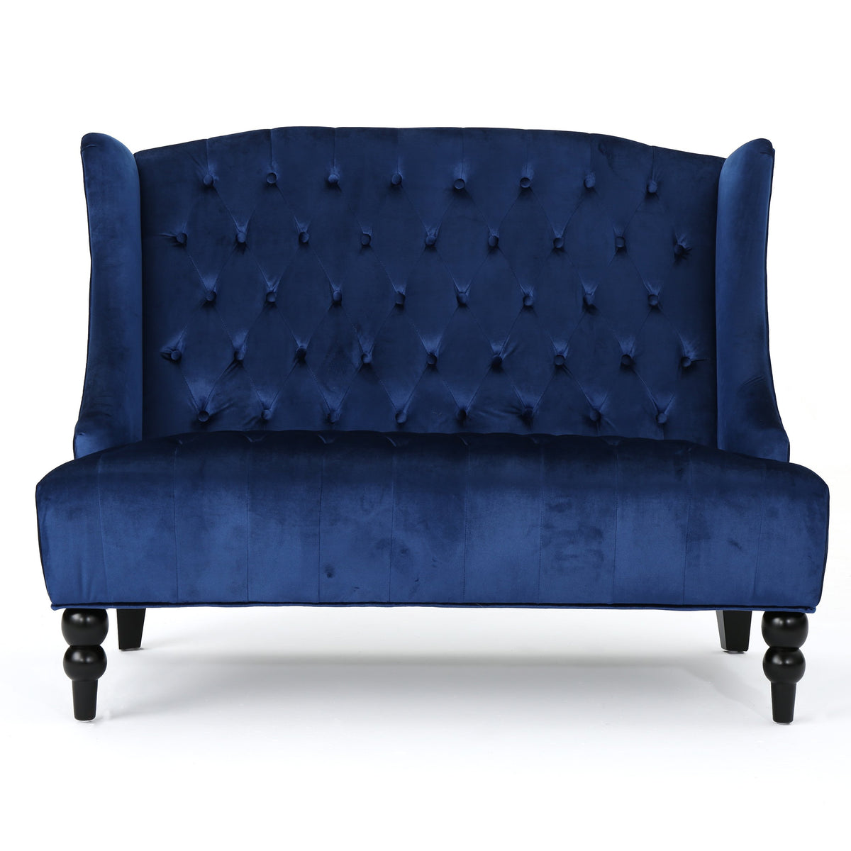 Navy Blue Velvet Tufted Loveseat Q346