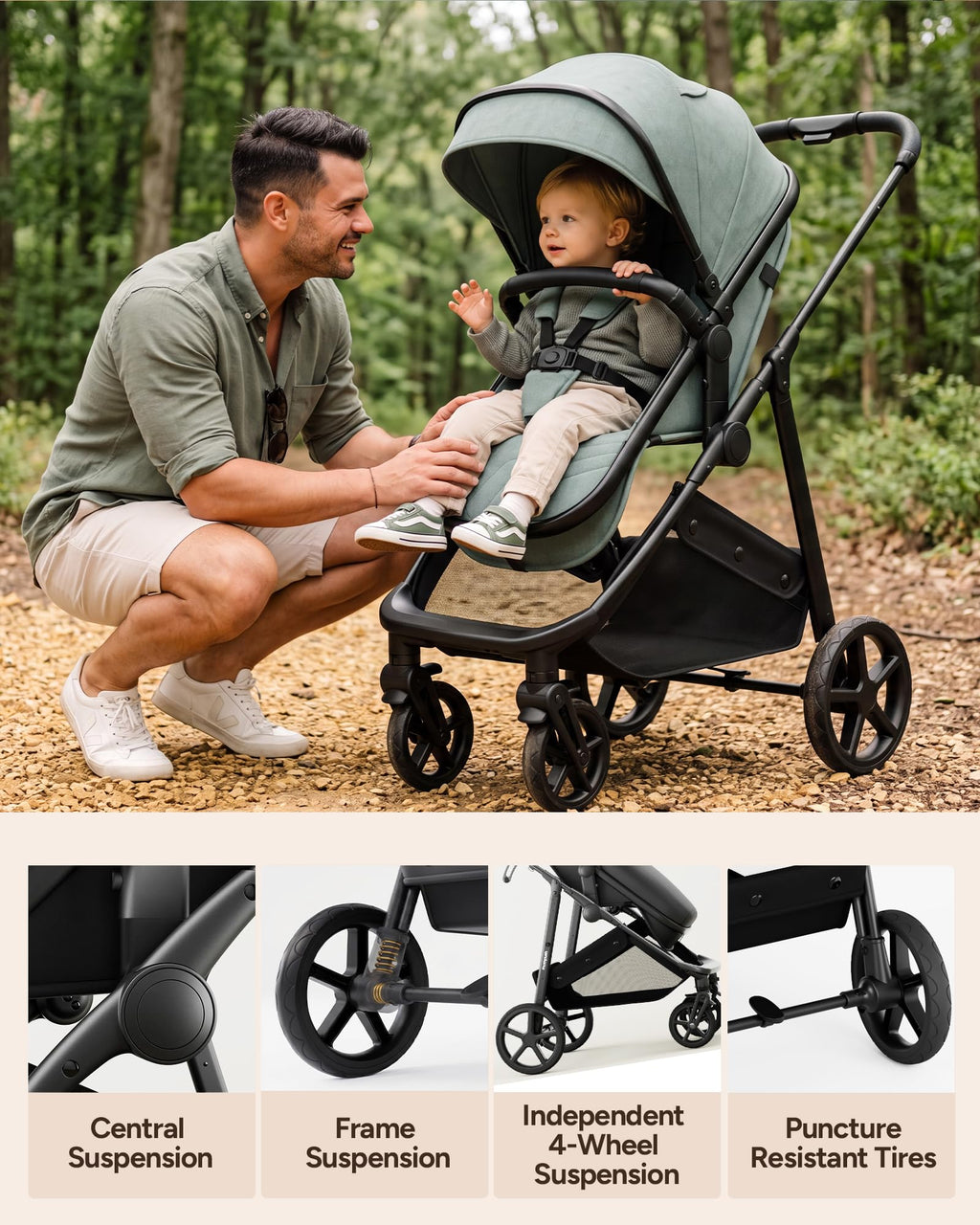 2-in-1 Bassinet Stroller Reversible Seat Black K174052