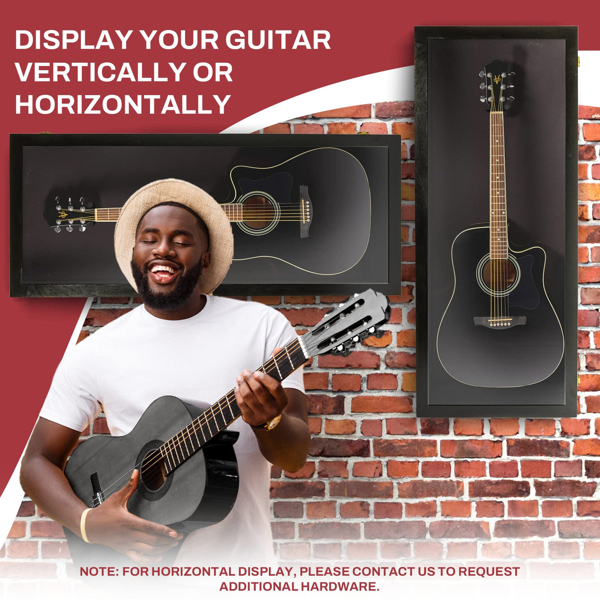 Acoustic Guitar Display Case Wall Mount Black P542