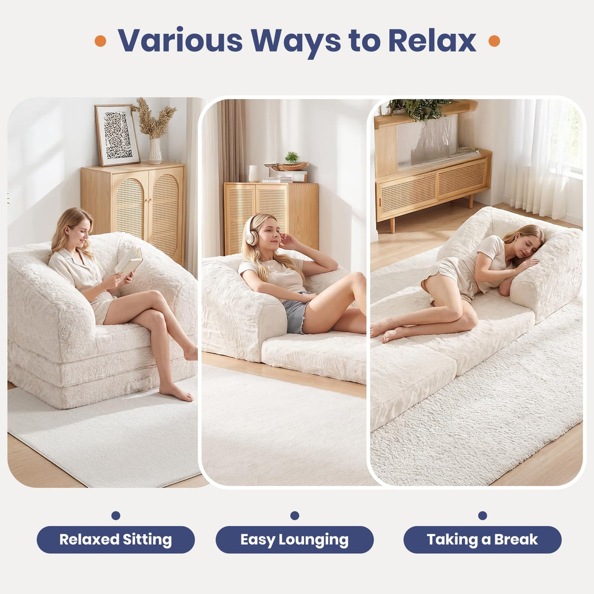 Convertible Folding Sofa Bed 2 in 1 Portable Floor Couch A1431