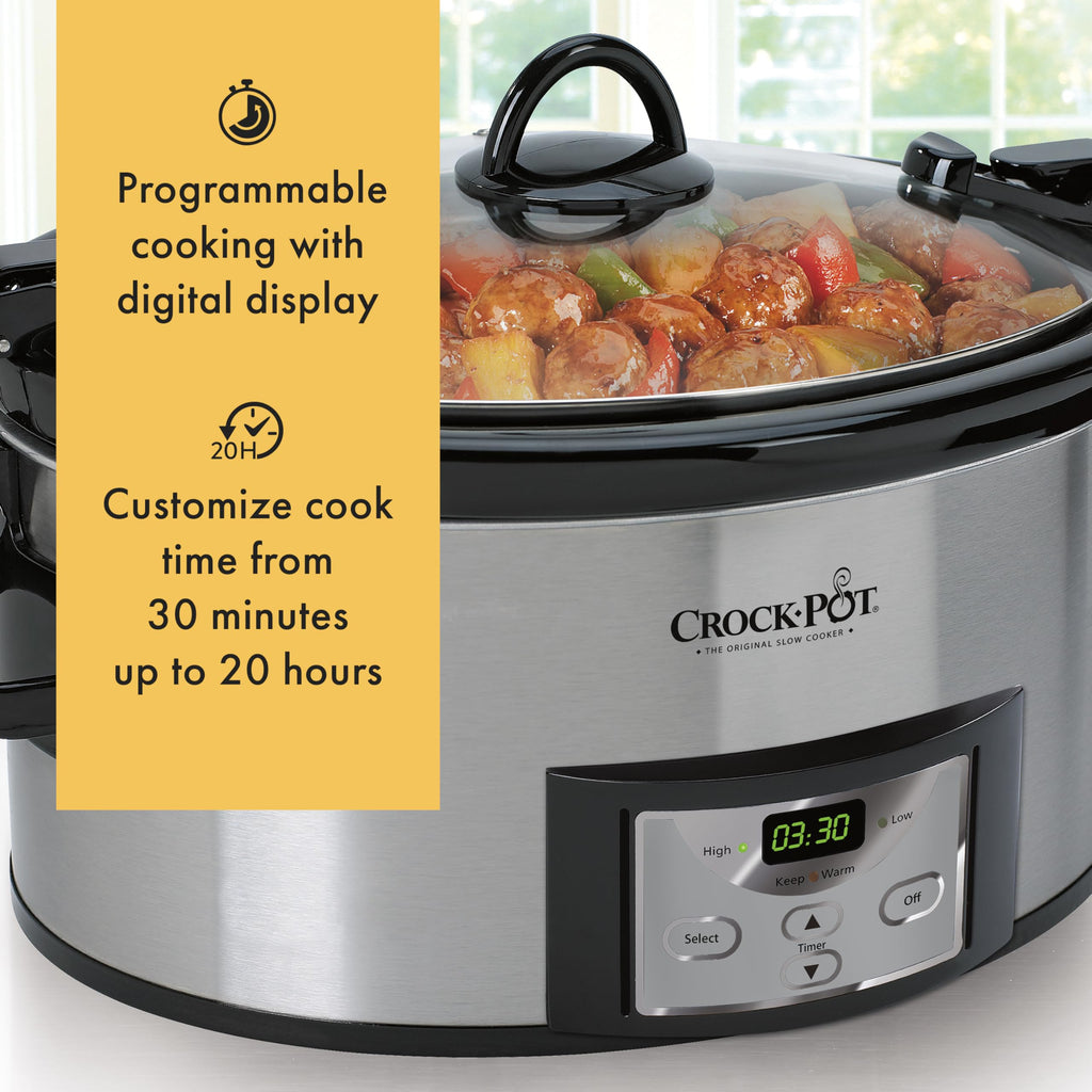 6 Quart Programmable Slow Cooker with Digital Timer Stainless Steel V4375