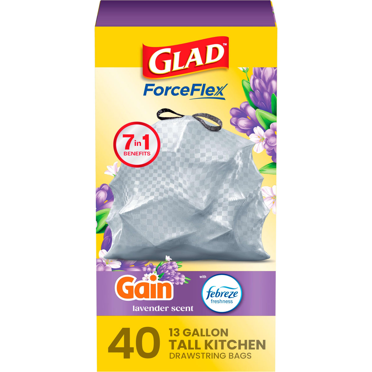 13 Gallon Lavender Tall Kitchen Trash Bags 40 Count G380