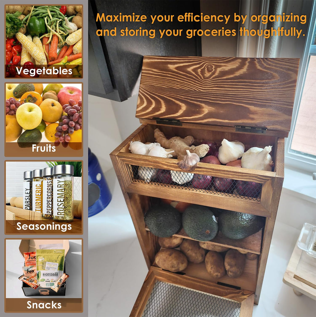 Wood Countertop Potato and Onion Storage Cabinet R343