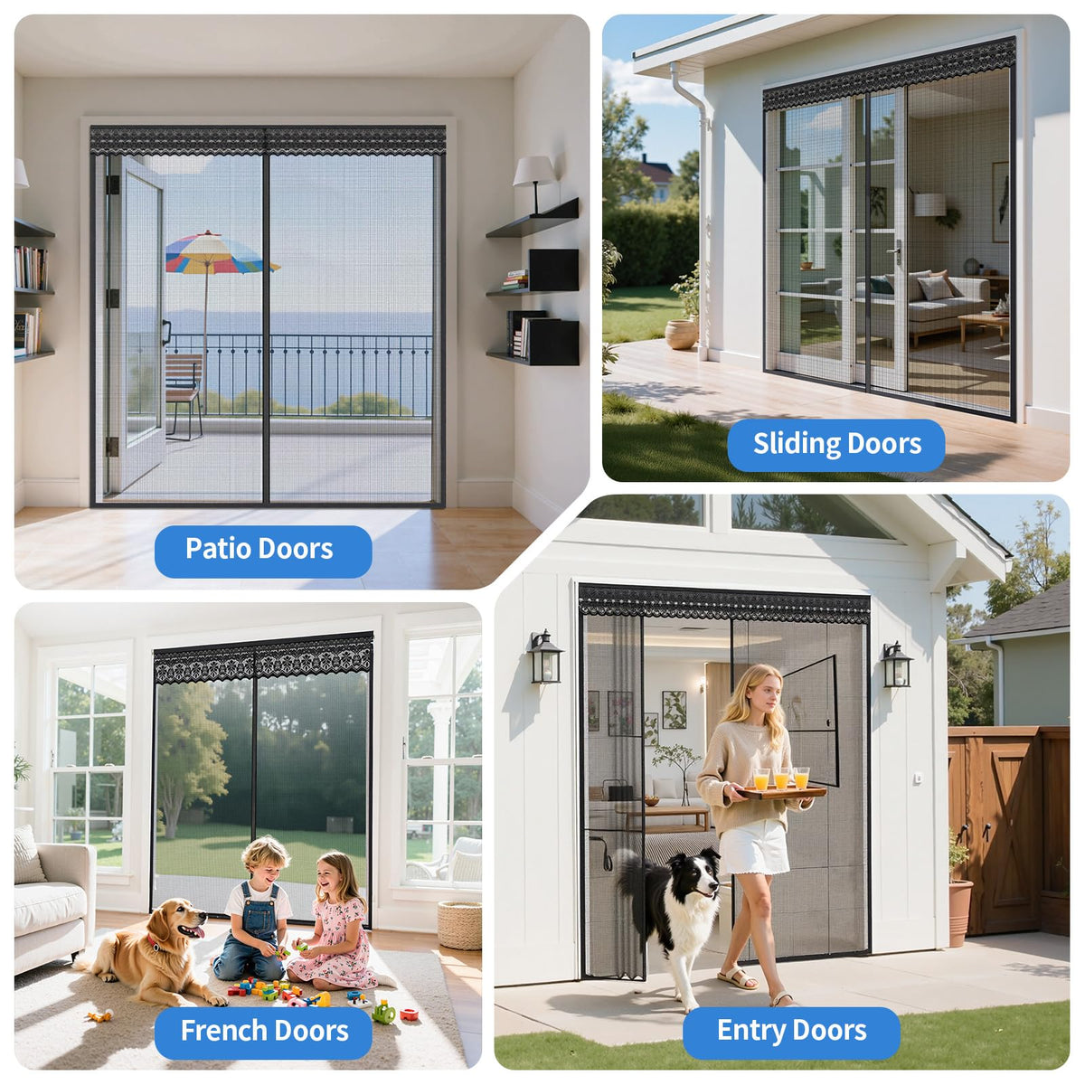 72x80 Inch Retractable Magnetic Screen Door R90688
