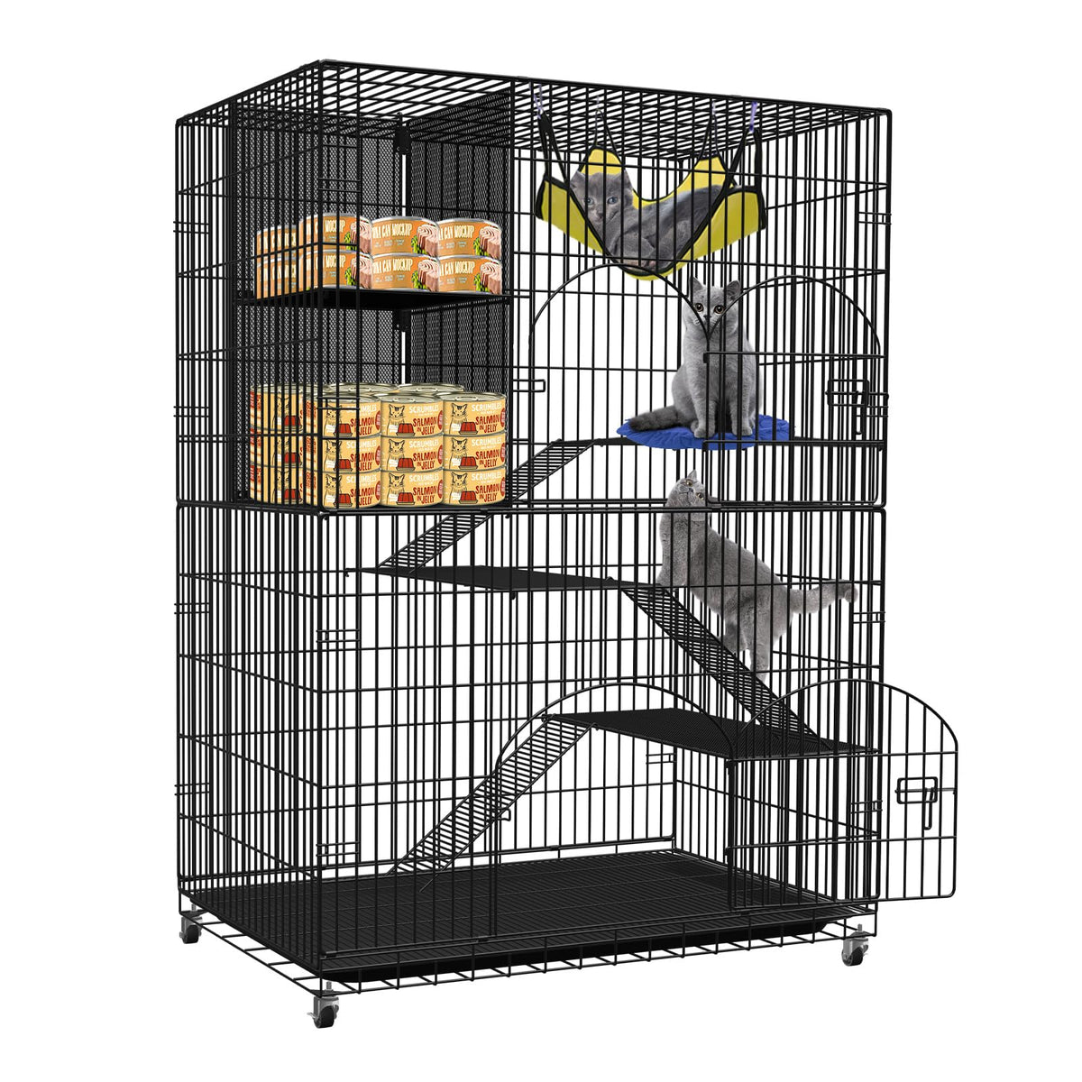4-Tier Metal Cat Cage with Storage Cube P40684