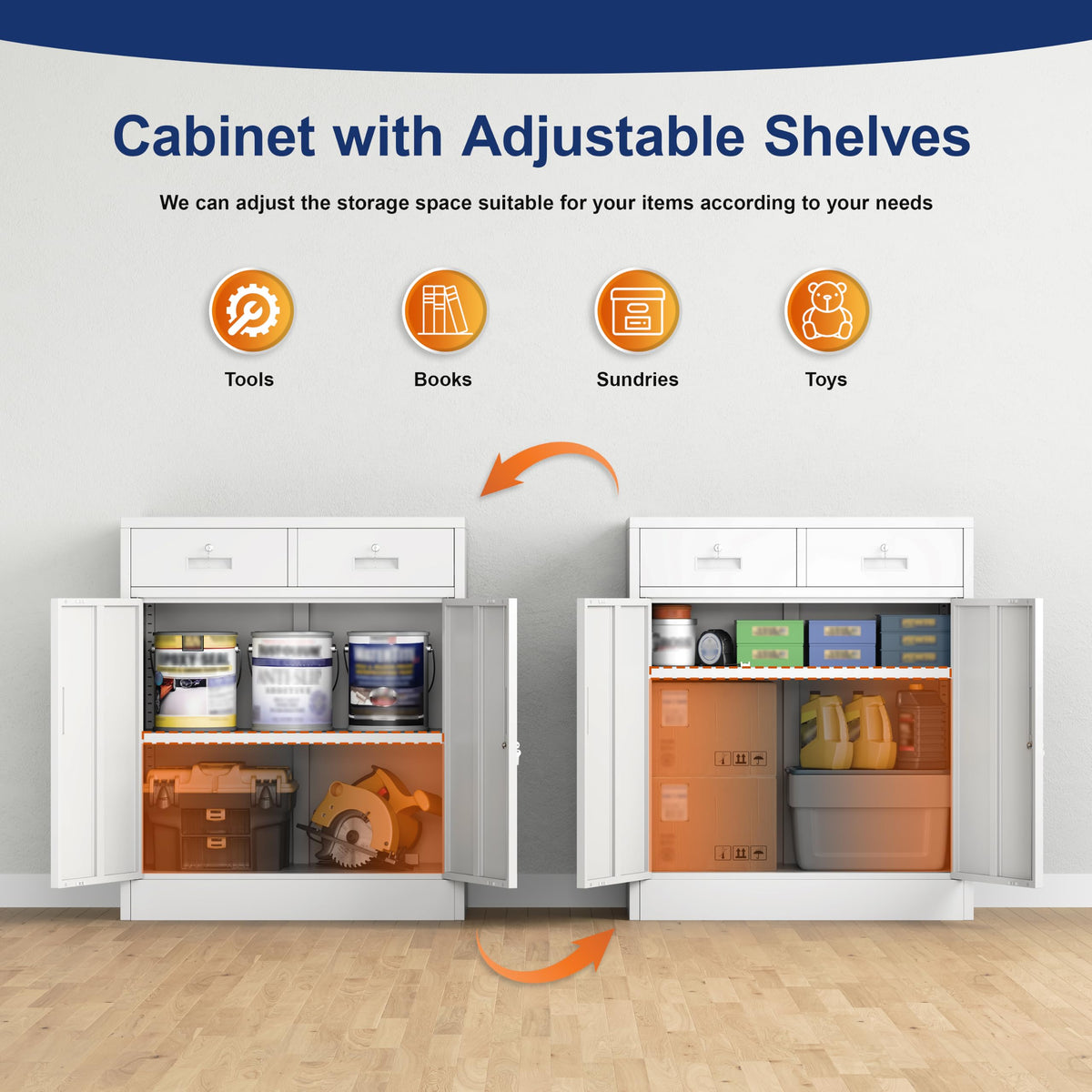 White Metal Storage Cabinet with 2 Drawers N500460